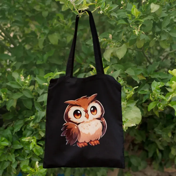 Cute Owl 1 tote bag high quality canvas fabric