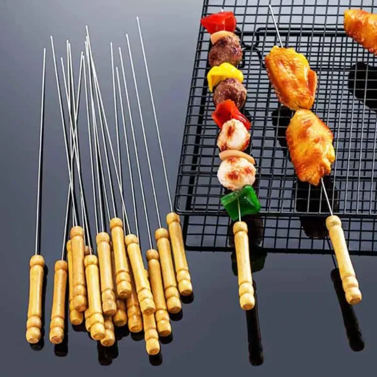 12 Pieces 38cm Barbecue Skewers Wooden Handle BBQ Meat Needle Roast Fork Kebab Stick Barbecue Tools 12 Pieces 38cm Barbecue Skewers Wooden Handle BBQ Meat Needle Roast Fork Kebab Stick Barbecue Too