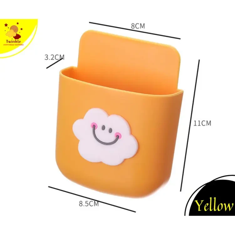 Mobile phone charging holder, AC, TV remote holder - Stylish Wall Mounted Multi-Functional Storage Box Punch Free Mounted by Both Side Gum