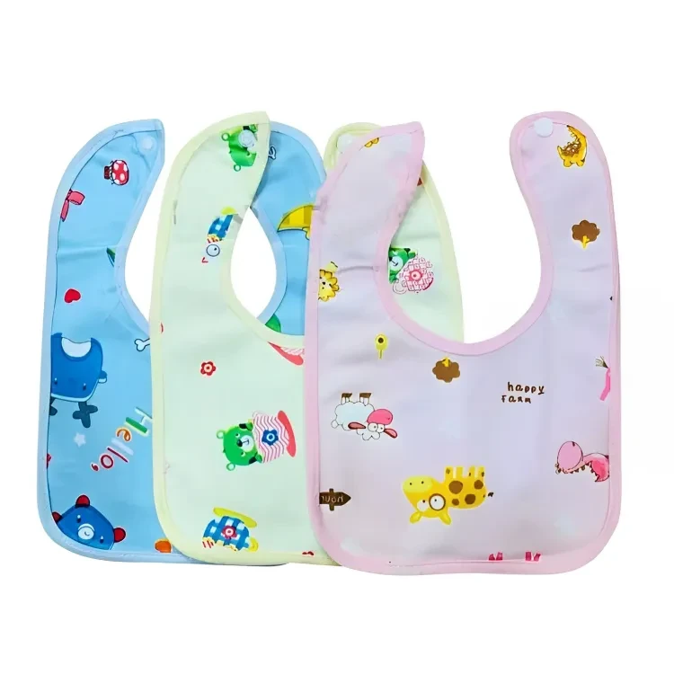 High Quality Multicolor Cotton Bibs for Baby - 3pcs Combo Pack (Any 3 Color and Design)