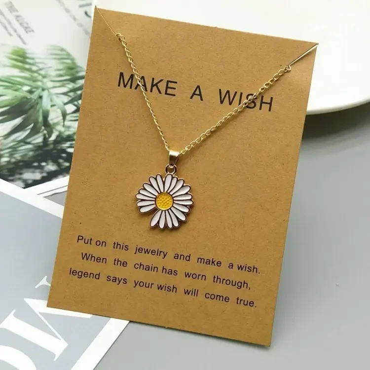 Cute Trendy Daisy Necklace Sun Flower Necklaces for Girls Simple Stylish - Flower Jewelry Dainty Chain Necklace for Women New Collection - Pendant Necklace for Girls Stylish