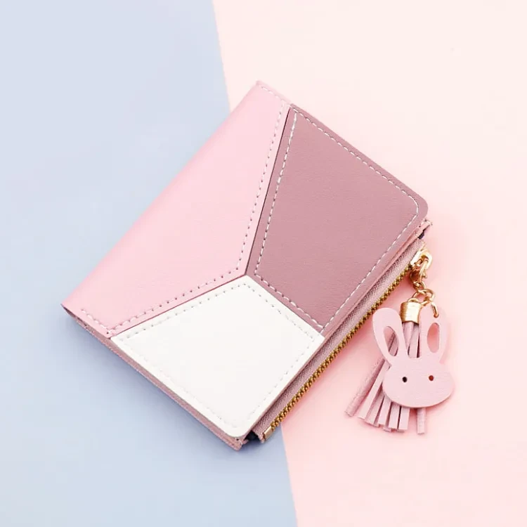 Fashionable Short Zipper Penny Purses Short Penny Purse Money Bag Trendy Pu Leather Wallets