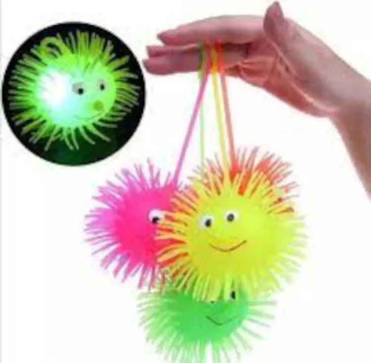 Lighting Puffer Soft Ball Rubber soft octopus ball very cute face(null)1pcs