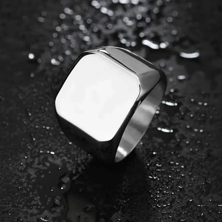 Best Titanium Steel Ring Square Silver-Stainless Steel - Ring For Men - Ring For Men