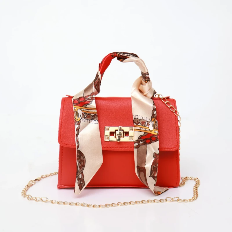 Women Fashion Simplicity Solid Color Handbag Niche Design Silk Scarf Mini Chain Single Shoulder Crossbody Bag Bandolera