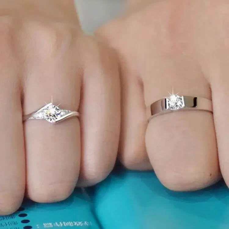 Version Zircon Royal Couple Ring For Man And Woman 2 Pcs