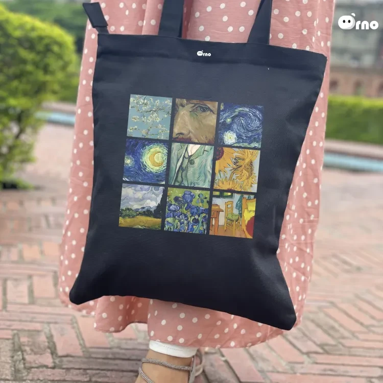 Orno Premium Van Gogh Canvas Tote Bag with Zipper