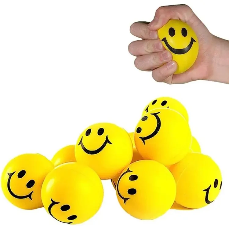 6.3cm Stress Ball Novetly Emoji Squeeze Ball Exercise Stress Ball Pu Rubber Toy-1 Pcs