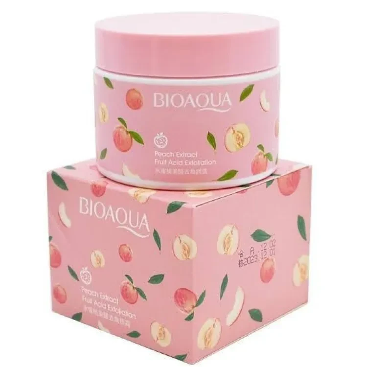 BIOAQUA Body Neck Legs Back Peach Extract Fruit Acid Exfoliation Cream Scrub- 140Gm