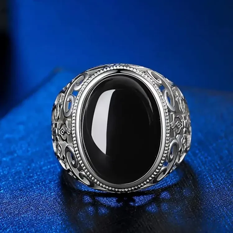 Black sapphire gemstone ring for men ring