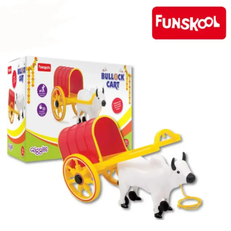 Funskool Giggles Bullock Cart Activity Along Walking Toys Pretend Play Colors for Kids age 12M+
