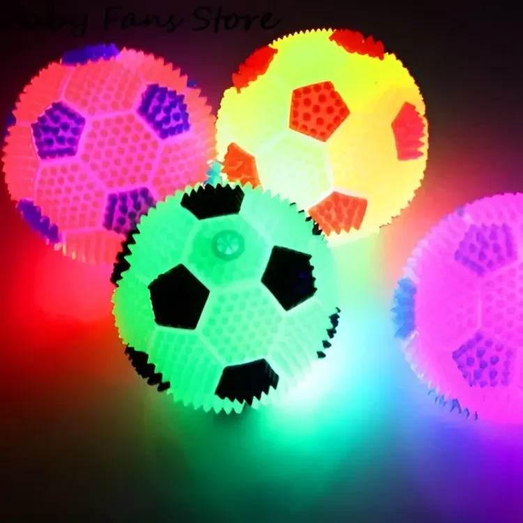 LED Light Fidget Spiky Soccer Ball Stress Relief Balls LED Flashing Basketball with Rope Rubber Flash Squeaky Ball for Adults, Teens and Children